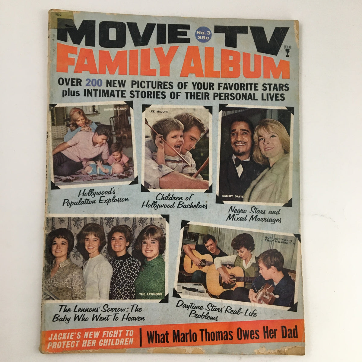 Cover of Movie TV Family Album No. 3 featuring David Nelson, Lee Majors, and Sammy Davis with nostalgic articles and vintage images from 1967.