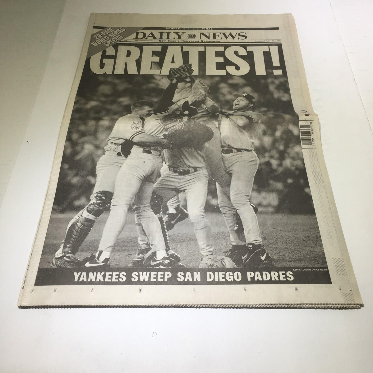 New York Daily News: Oct 22 1998 Greatest! New York Yankees world series Jeter