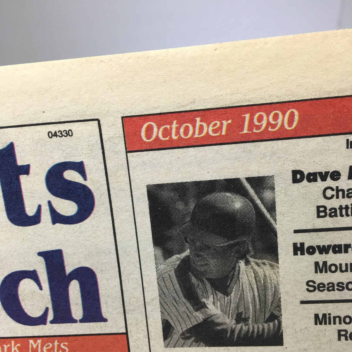 Detail from the October 1990 New York Mets newspaper showing the publication date of the issue, highlighting October 1990.