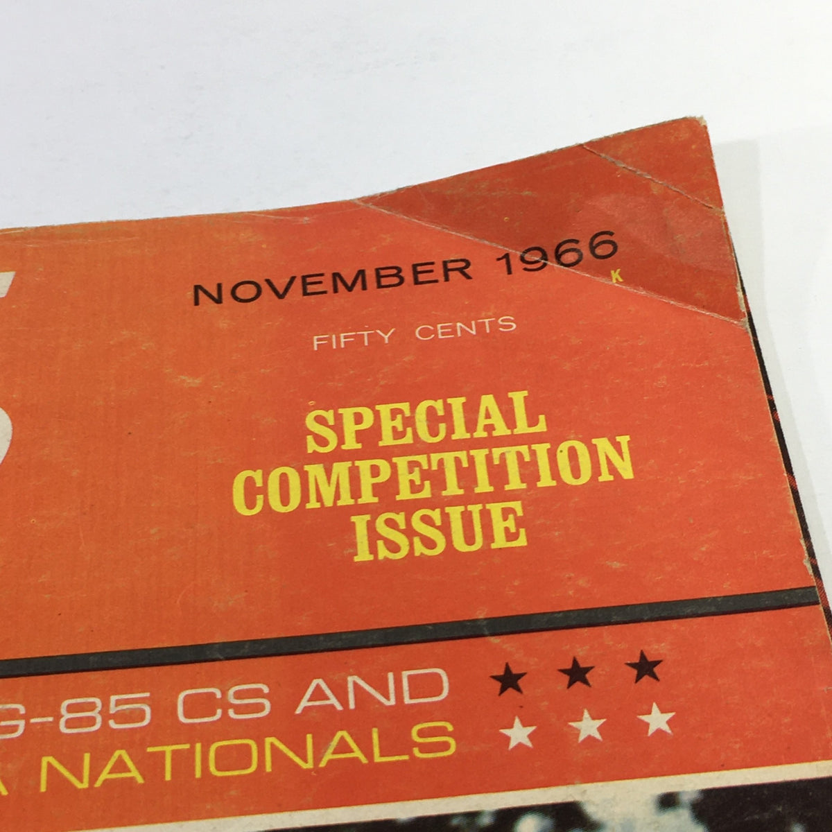 Close-up of the top section of VTG Cycle World Magazine November 1966 highlighting 'Special Competition Issue' title, dated November 1966. This detail emphasizes the magazine's focus on competitive cycling.
