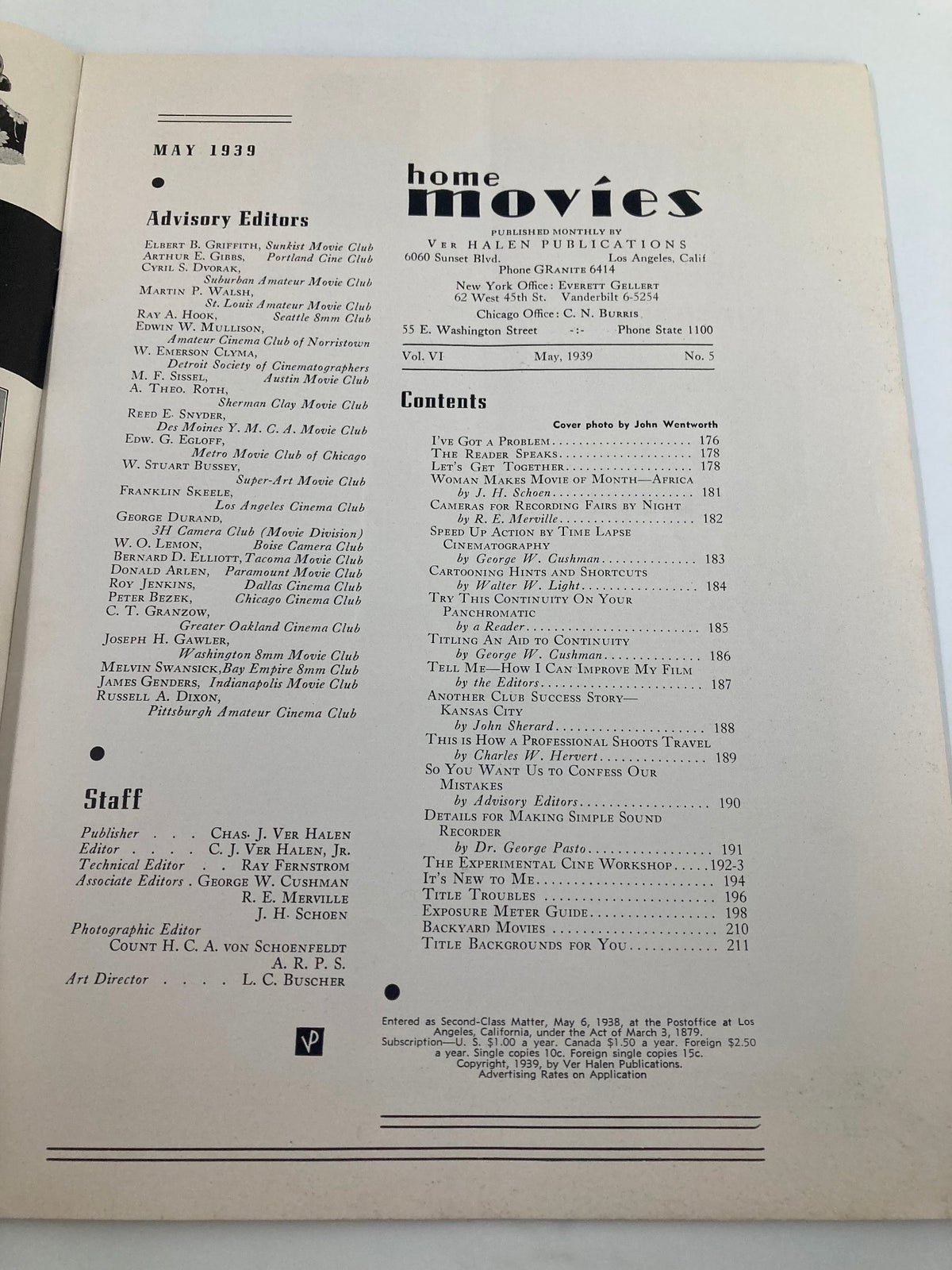 Vintage Home Movies Magazine May 1939 Cartooning Hints and Shortcuts No Label