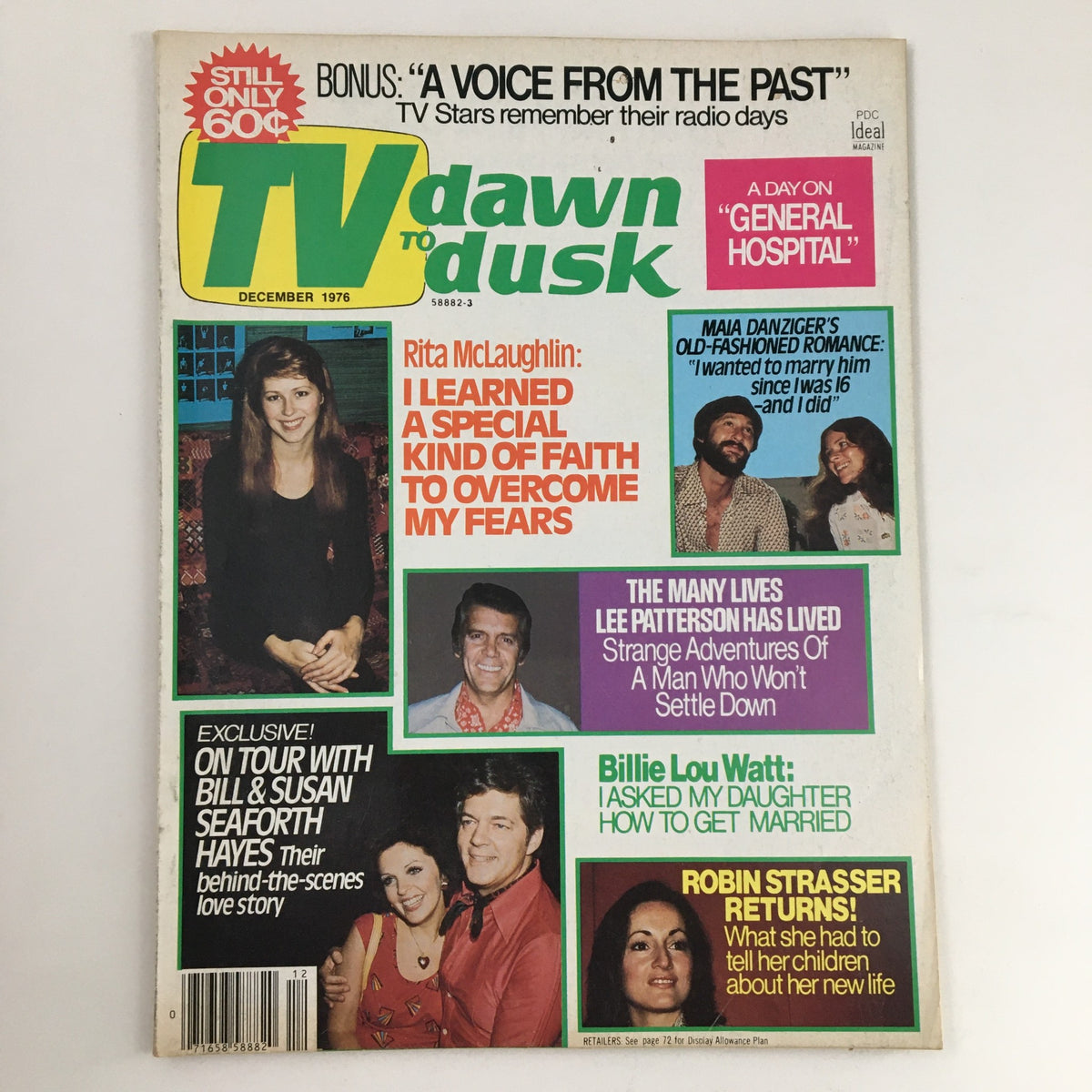Cover of the TV Dawn to Dusk Magazine, December 1976, featuring Rita McLaughlin and Billie L. Watt, showcasing highlights such as interviews and articles on 1970s television trends.