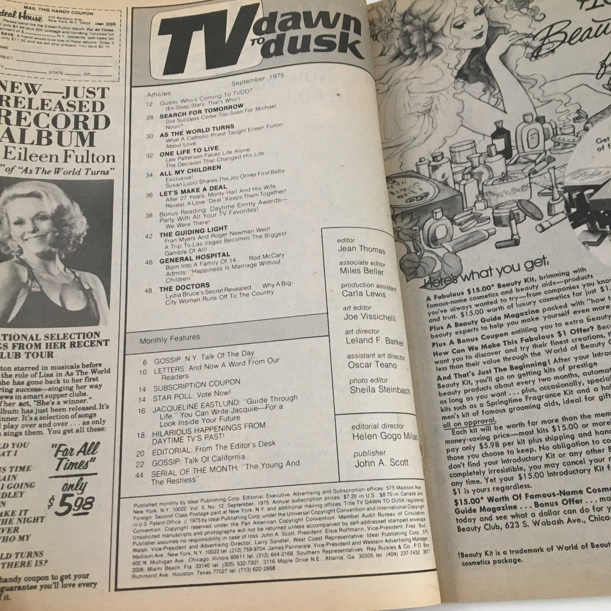 TV Dawn to Dusk Magazine September 1975 Lee Patterson Faces Life Alone No Label