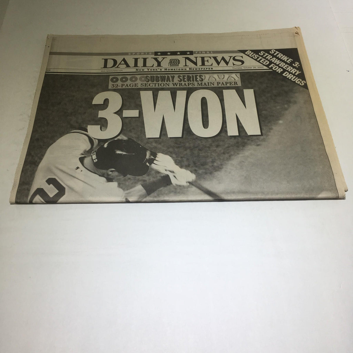 NY Daily News sports section cover titled '3-WON', highlighting continuing coverage of the Yankees' 2000 World Series performance.