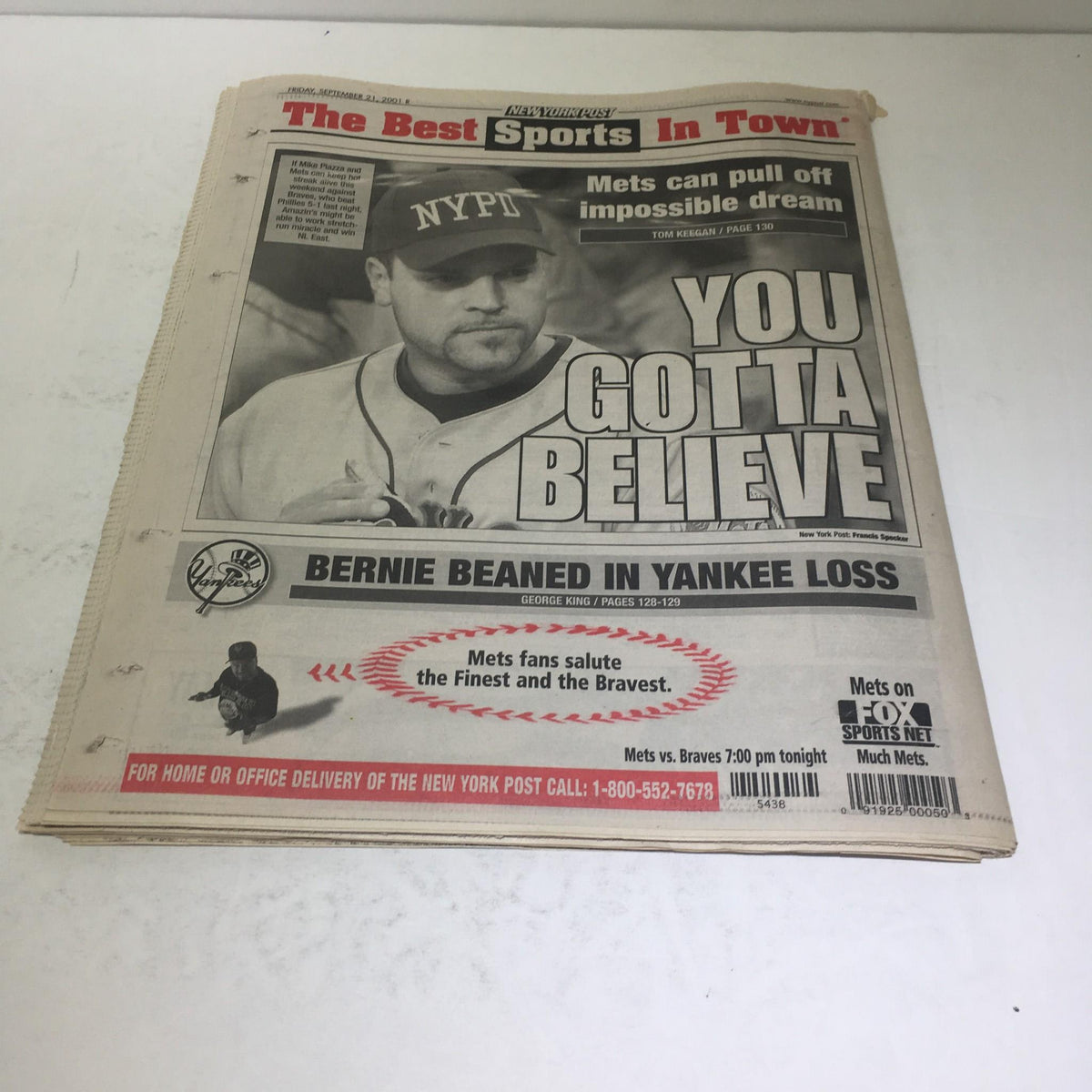 New York Post cover featuring a headline about Mets baseball, titled 'You Gotta Believe'. The edition captures the excitement of sports, showcasing the team's recent performance with a focus on fan engagement.
