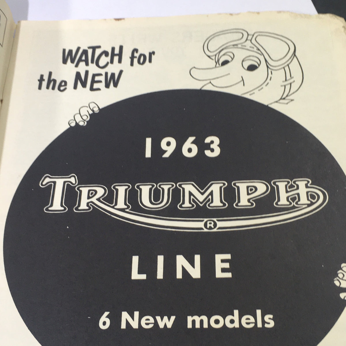 Inner page of VTG Cycle Sport Magazine December 1962 announcing the launch of the 1963 Triumph Line with six new models.
