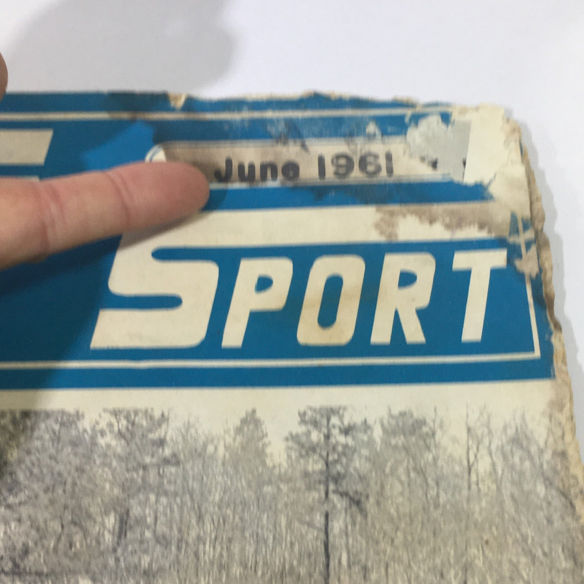 Close-up of the header of VTG Cycle Sport Magazine June 1961, showcasing the magazine title and publication date, with visible wear indicating its age.