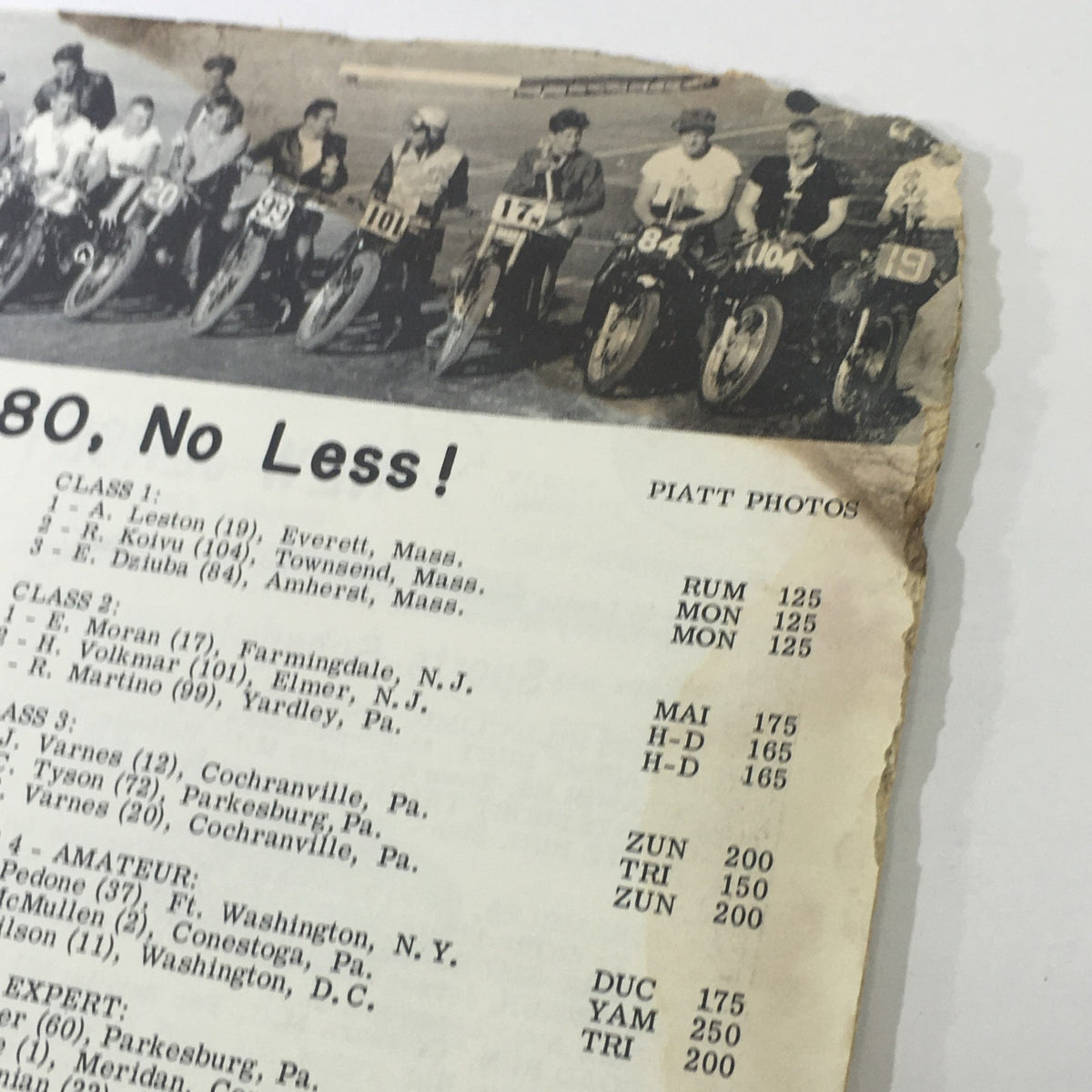 Interior page of VTG Cycle Sport Magazine June 1961 displaying racing standings and participants, rich in historical context from the era of motorcycle racing.
