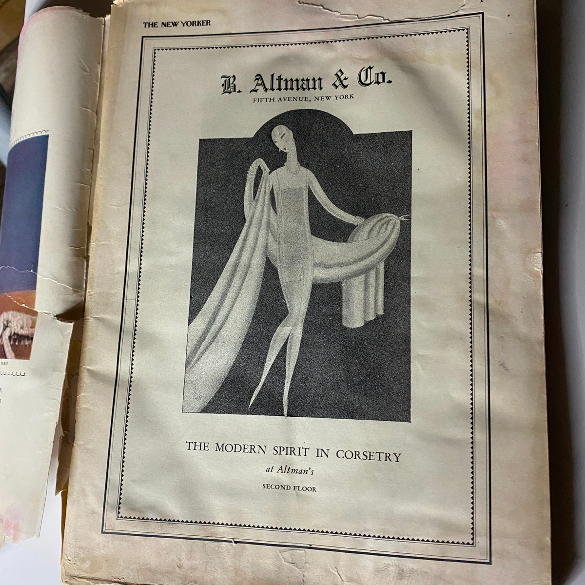 Inner page advertisement from The New Yorker Complete Magazine November 13, 1926, featuring B. Altman & Co. promoting modern corsetry.