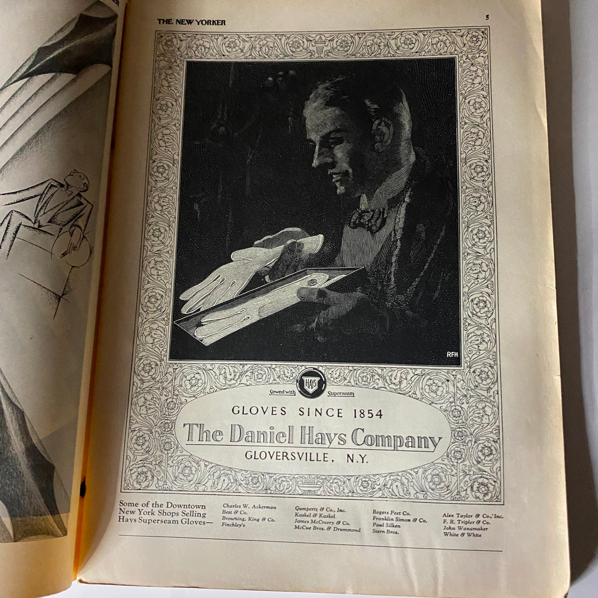 Vintage advertisement for The Daniel Hays Company featured in The New Yorker Complete Magazine December 11, 1926, highlighting elegant gloves.
