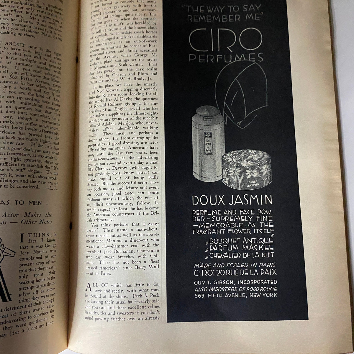 Vintage advertisement for Ciro perfumes in The New Yorker Complete Magazine February 5, 1927, showcasing perfume and face powder products.