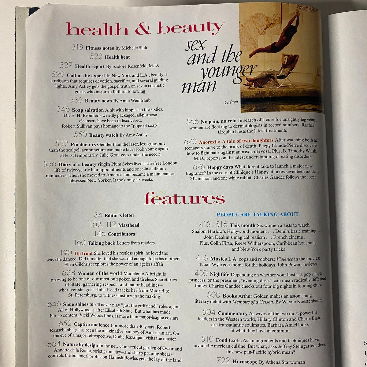 Inside page of Vogue Magazine September 1997, displaying the health and beauty section alongside features articles, emphasizing the magazine's diverse content.