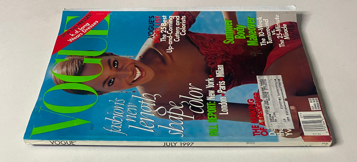 July 1997 Vogue Magazine showcasing Kiara Kabukuru on the cover, emphasizing fashion trends and summer makeovers relevant to the season.