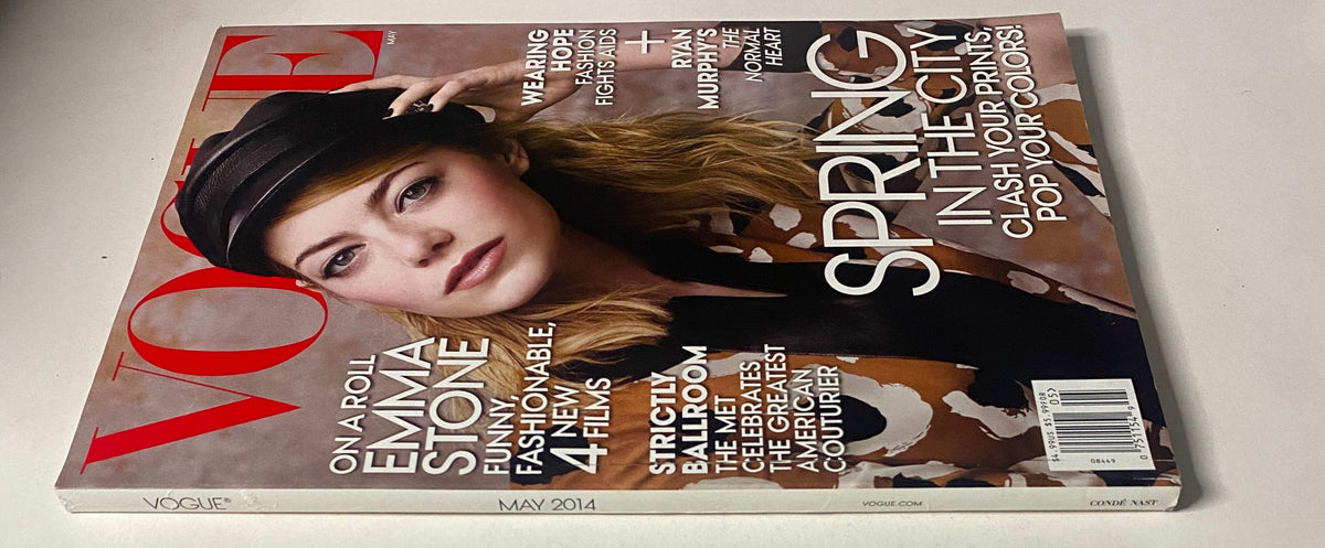 Side view of Vogue Magazine May 2014 with Emma Stone on the cover, capturing the magazine's distinctive logo and Springer in the city theme.