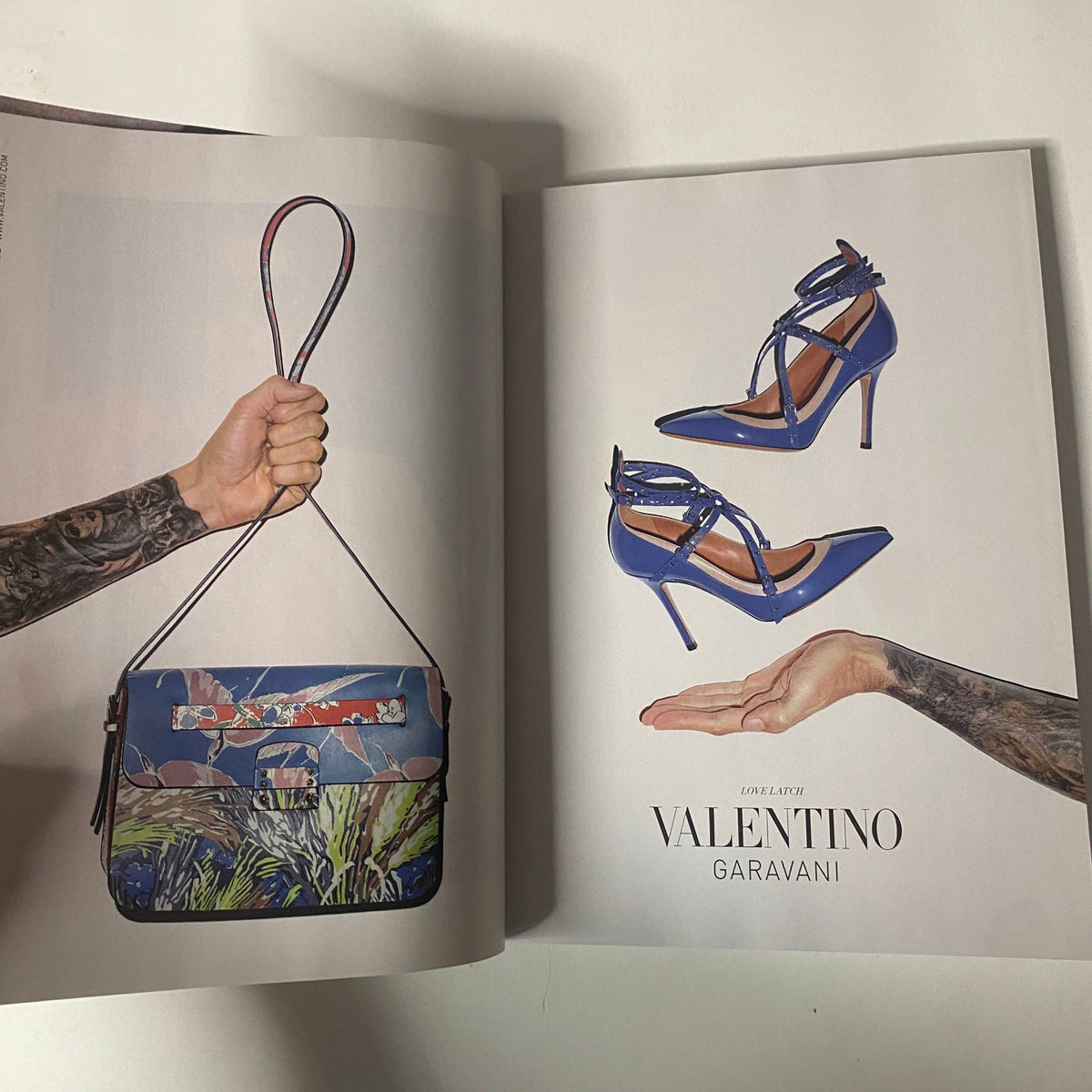 Advertisement page from Vogue Magazine December 2015 showcasing Valentino Garavani footwear, included in the issue featuring Jennifer Lawrence.