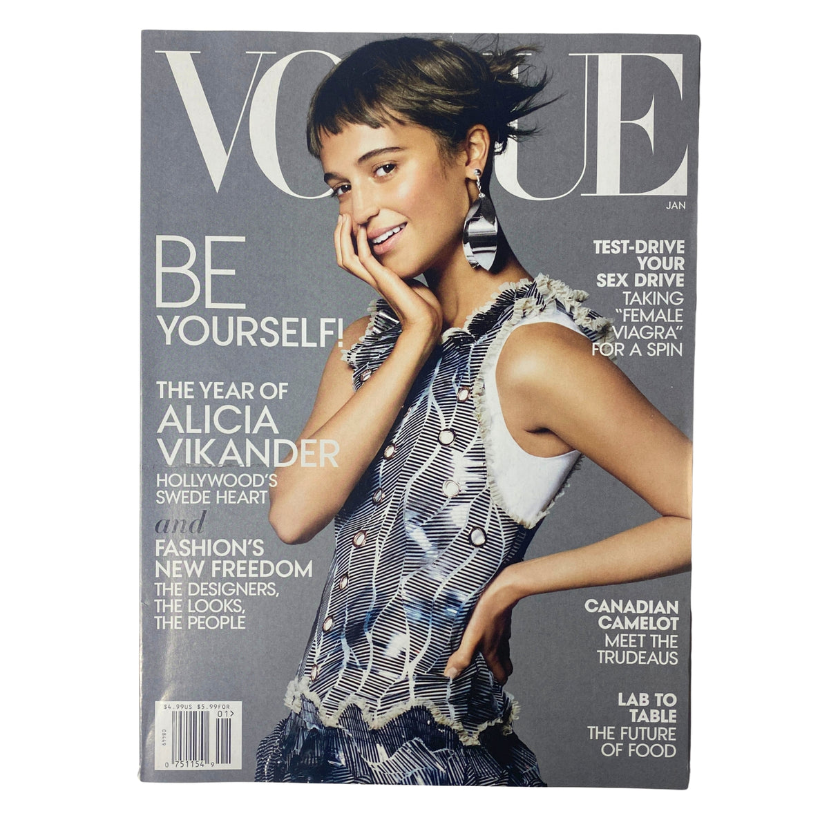 Vogue Magazine January 2016 Alicia Vikander Cover, featuring Alicia Vikander on the front with an emphasis on fashion and personal expression.