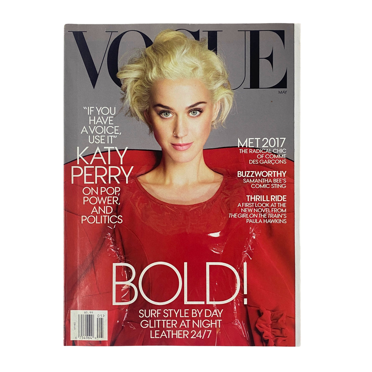 Vogue Magazine May 2017 featuring Katy Perry on the cover, showcasing her bold style and pop culture influence.