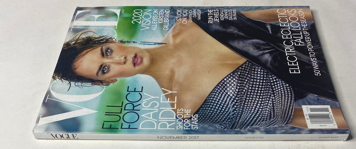 Cover of Vogue Magazine November 2017 featuring Daisy Ridley, showcasing her rise to stardom with a stylish design, available in very good condition.