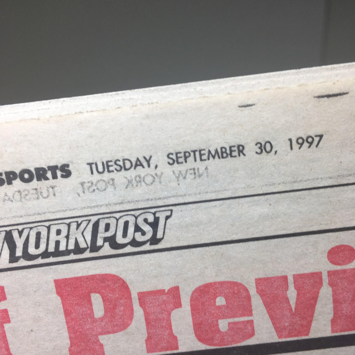 New York Post: September 30 1997 Play It Again, Yanks! showing the publication date and branding on the top of the newspaper.