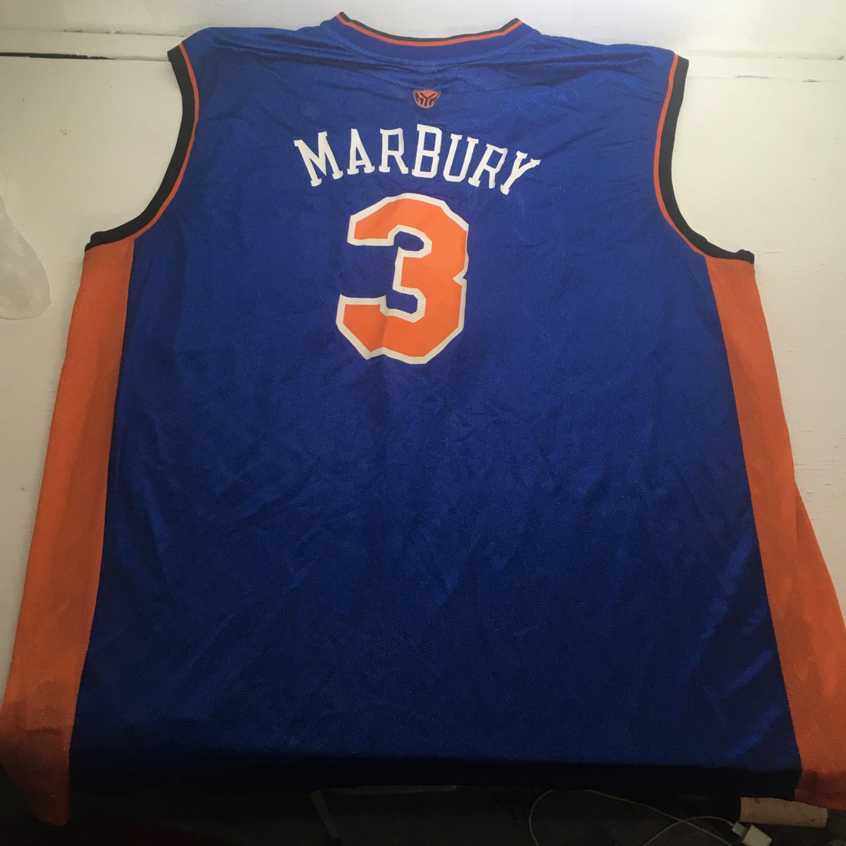 Back view of NBA New York Knicks Stephon Marbury #3 Jersey Size 2XL with player name and number