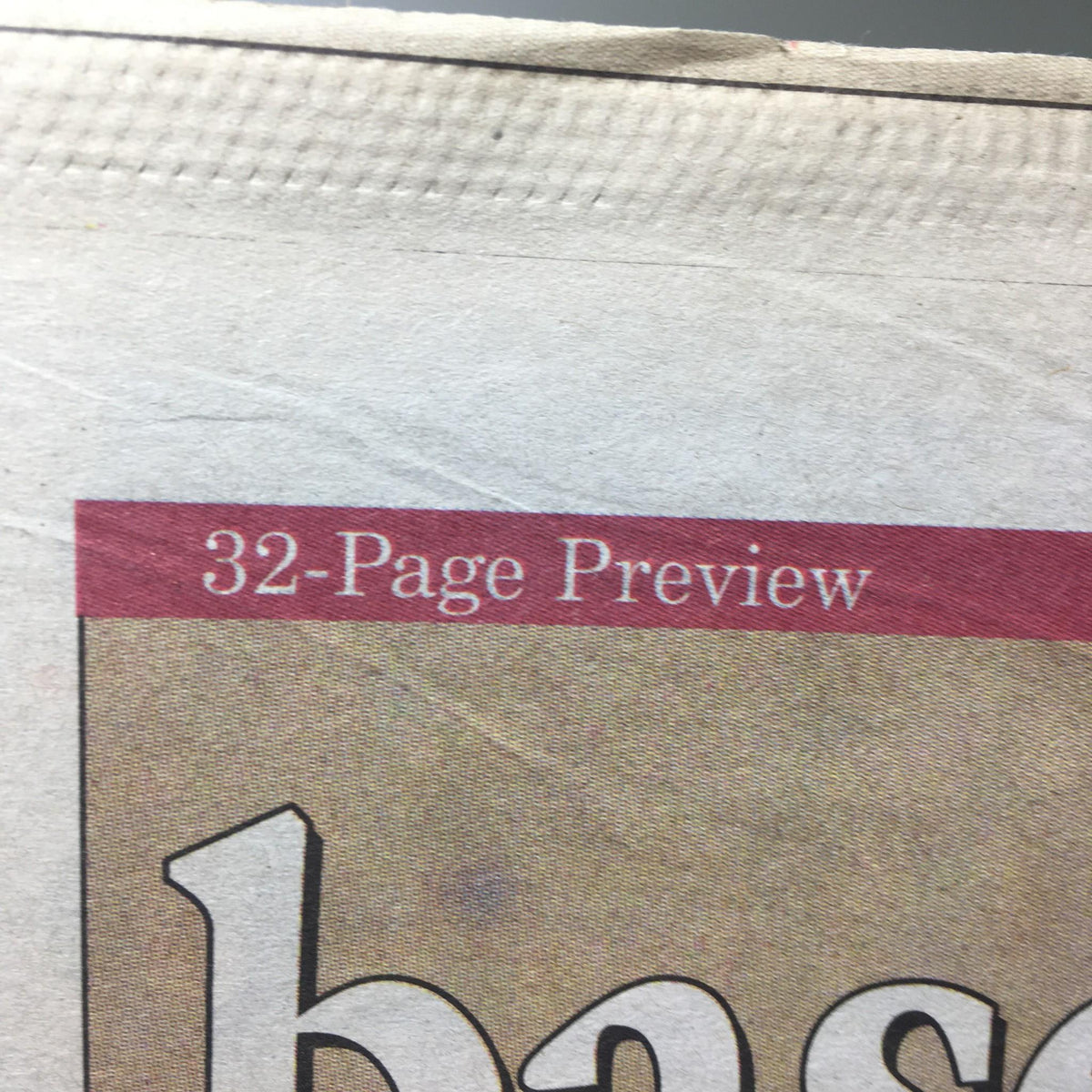 Detail from New York Newsday: April 23 1995 Baseball '95 indicating '32-Page Preview' in bold red text.