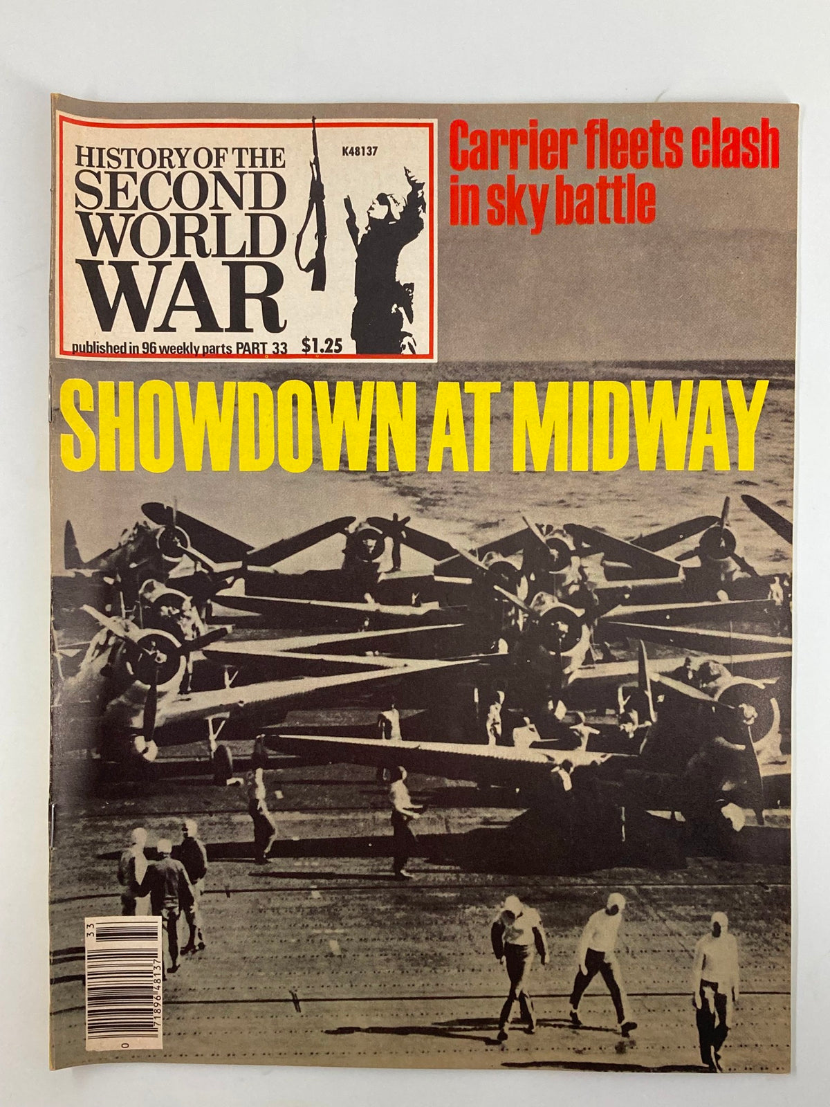 Cover of VTG History of the Second World War Part 33 - Showdown at Midway, depicting military aircraft and personnel preparing for battle, published in 1978.