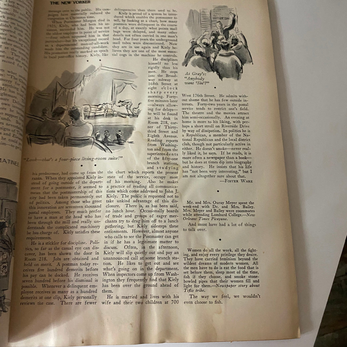The New Yorker Complete Magazine December 17, 1927 showcasing an article illustrated with classic black and white sketches, reflecting the cultural atmosphere of the late 1920s.