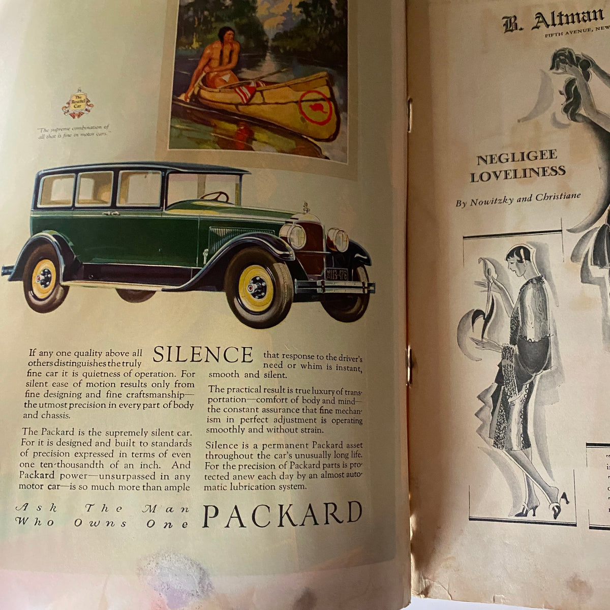 Inside page from The New Yorker Complete Magazine March 26, 1927 featuring an advertisement for Packard cars, showcasing vintage automotive design and lifestyle.