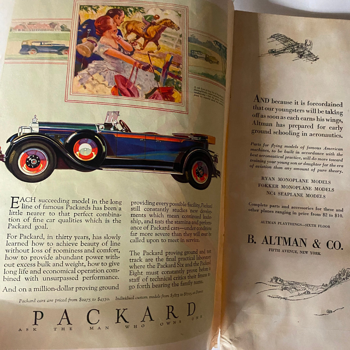 Vintage advertisement featuring a Packard car from The New Yorker Complete Magazine July 14, 1928, showcasing the elegance and allure of early 20th-century automobiles.