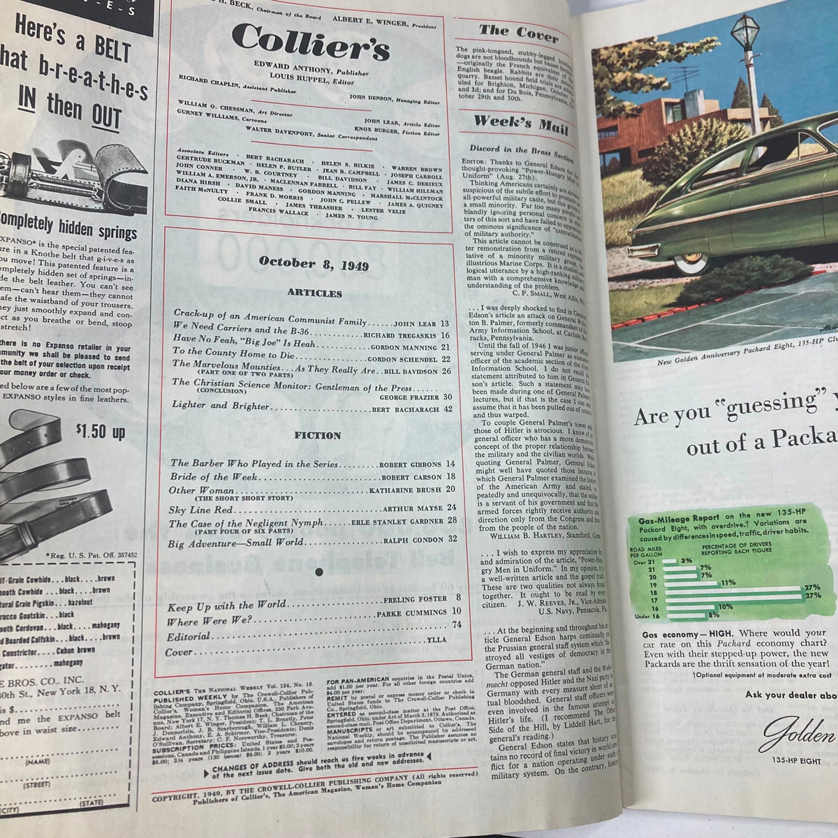 Vintage Collier's Magazine October 8 1949 Vol 124 No. 15 The Marvelous Mounties