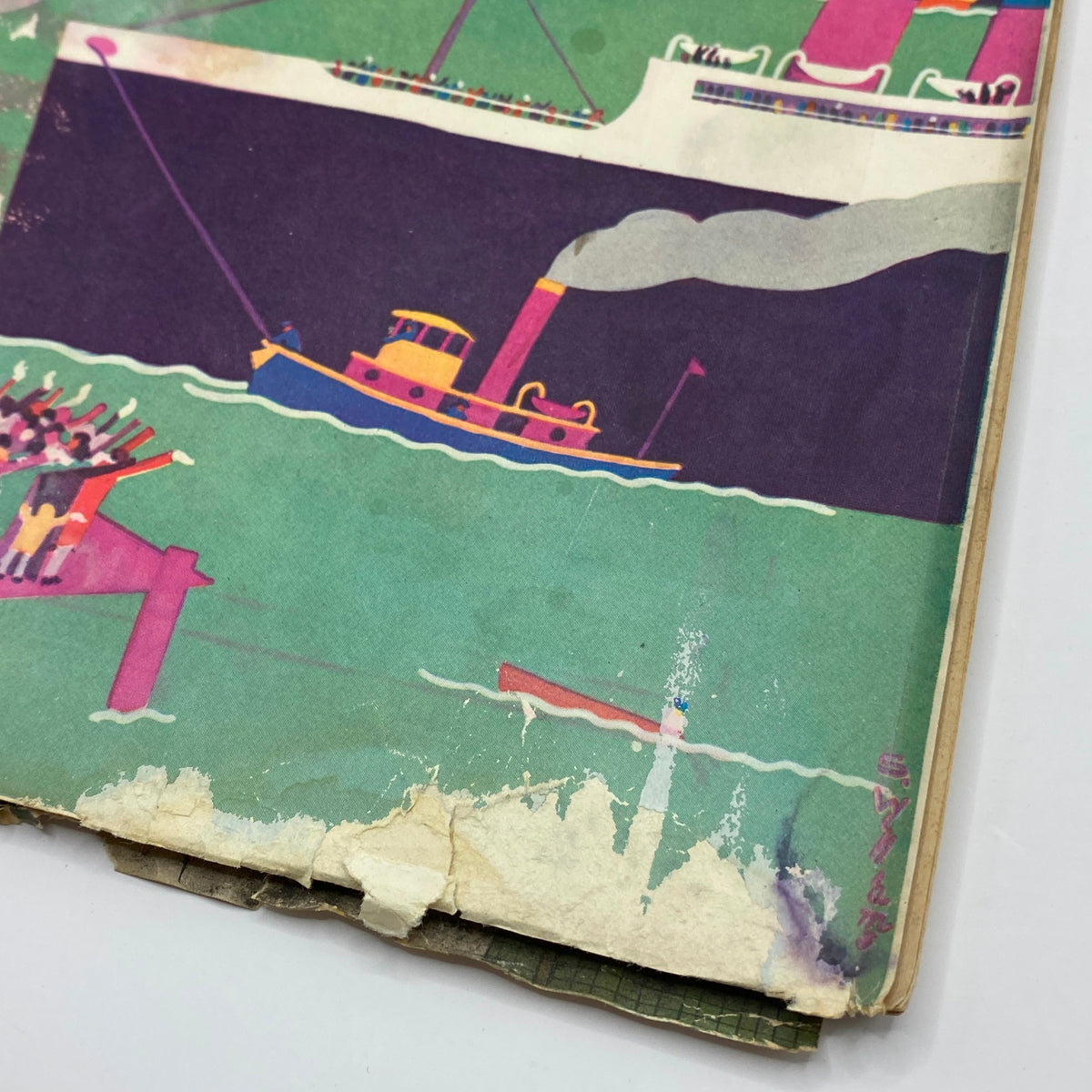 The New Yorker Complete Magazine June 2, 1928 cover corner, highlighting vibrant artwork with boats and nautical themes.