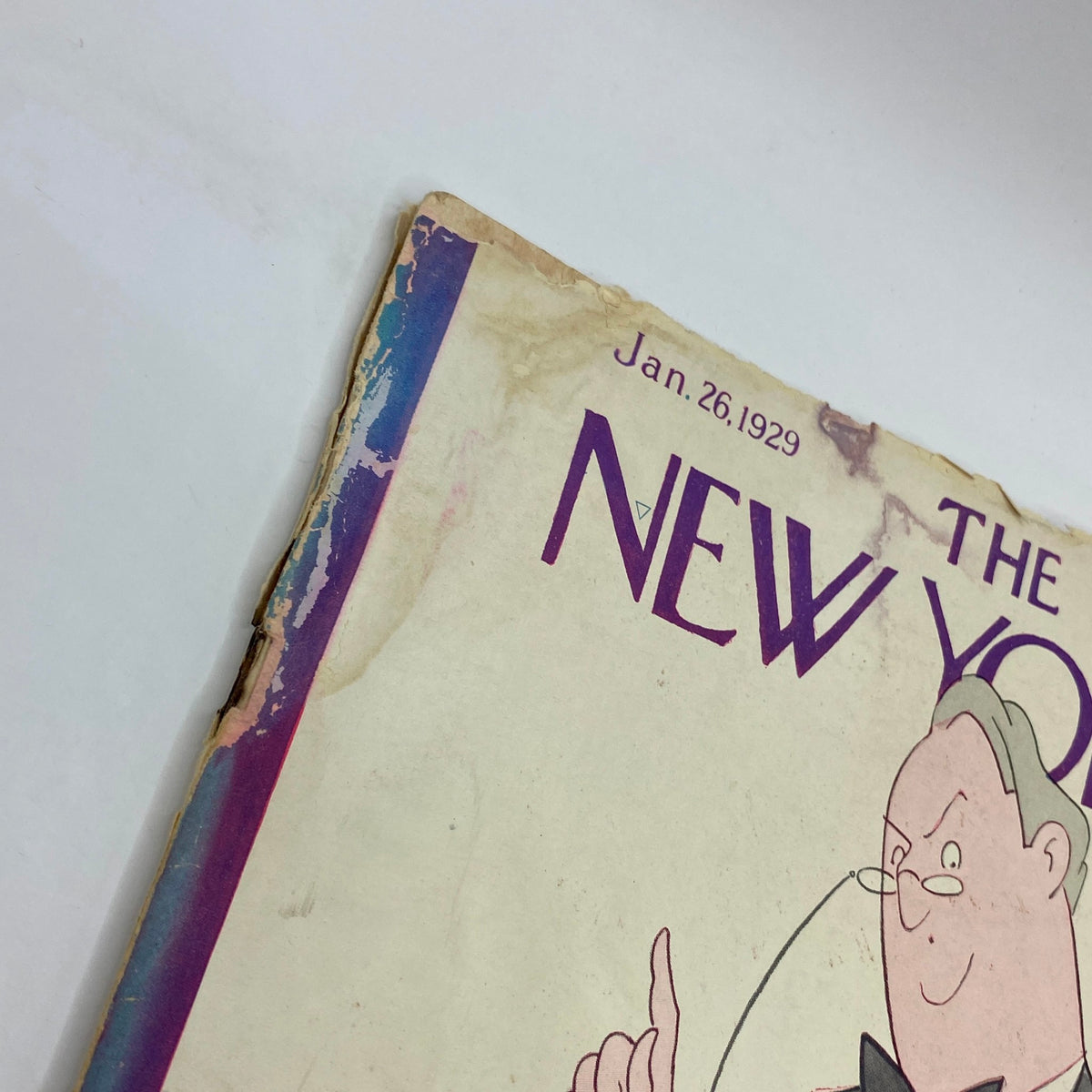 The New Yorker Complete Magazine January 26, 1929, featuring a close-up of the magazine cover showing the publication date and artwork detail.