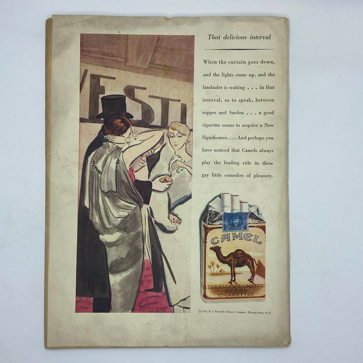 Back page of The New Yorker Complete Magazine March 23, 1929 with a vintage Camel cigarette advertisement.