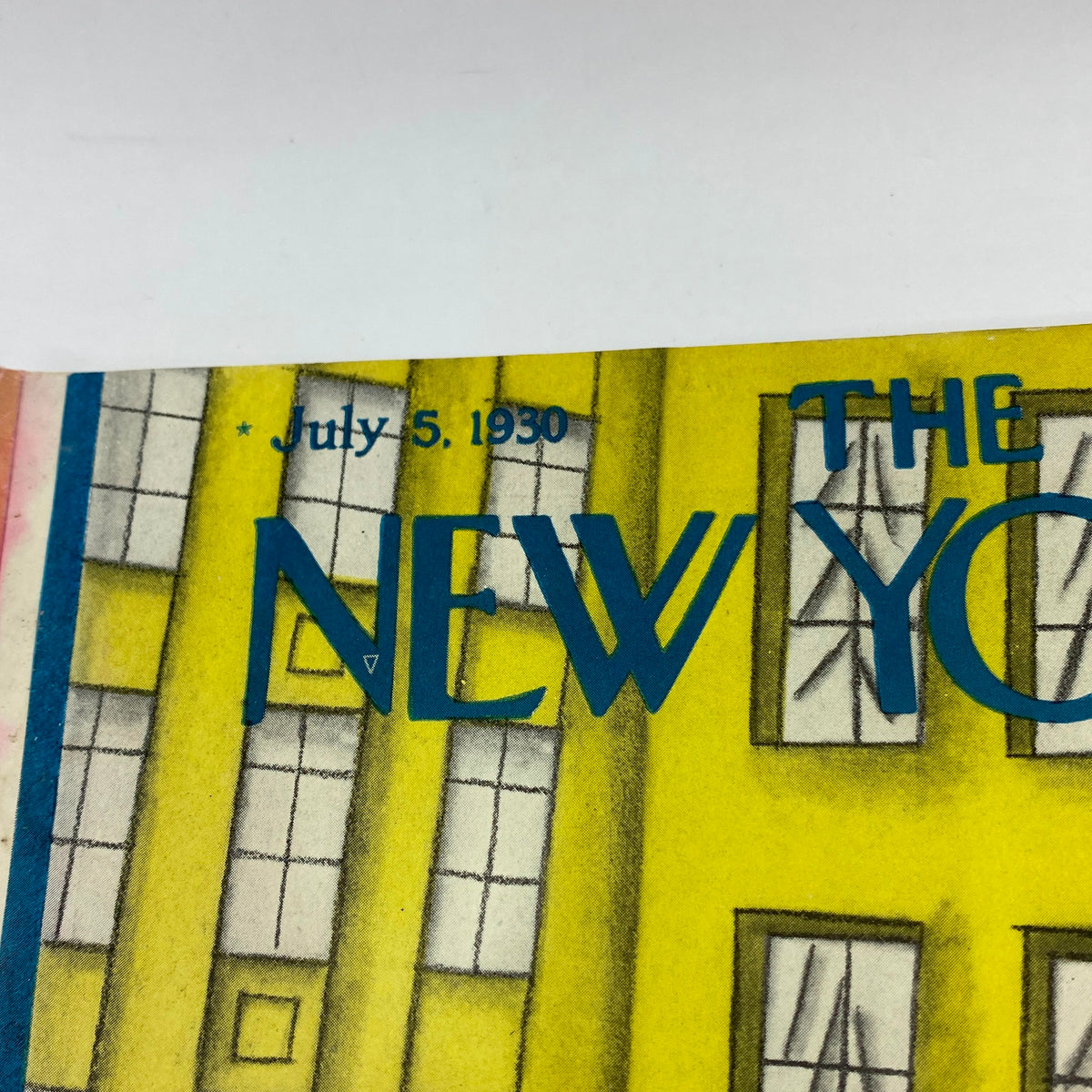 Cover detail of The New Yorker Complete Magazine July 5, 1930 by Julian de Miskey, showcasing the date and title in vibrant colors.