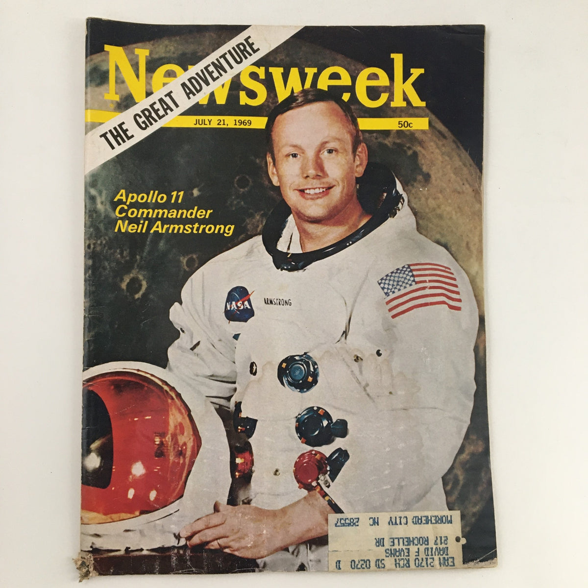 Newsweek Magazine July 21 1969 featuring Apollo 11 Commander Neil Armstrong on the cover, showcasing his historic adventure in space.
