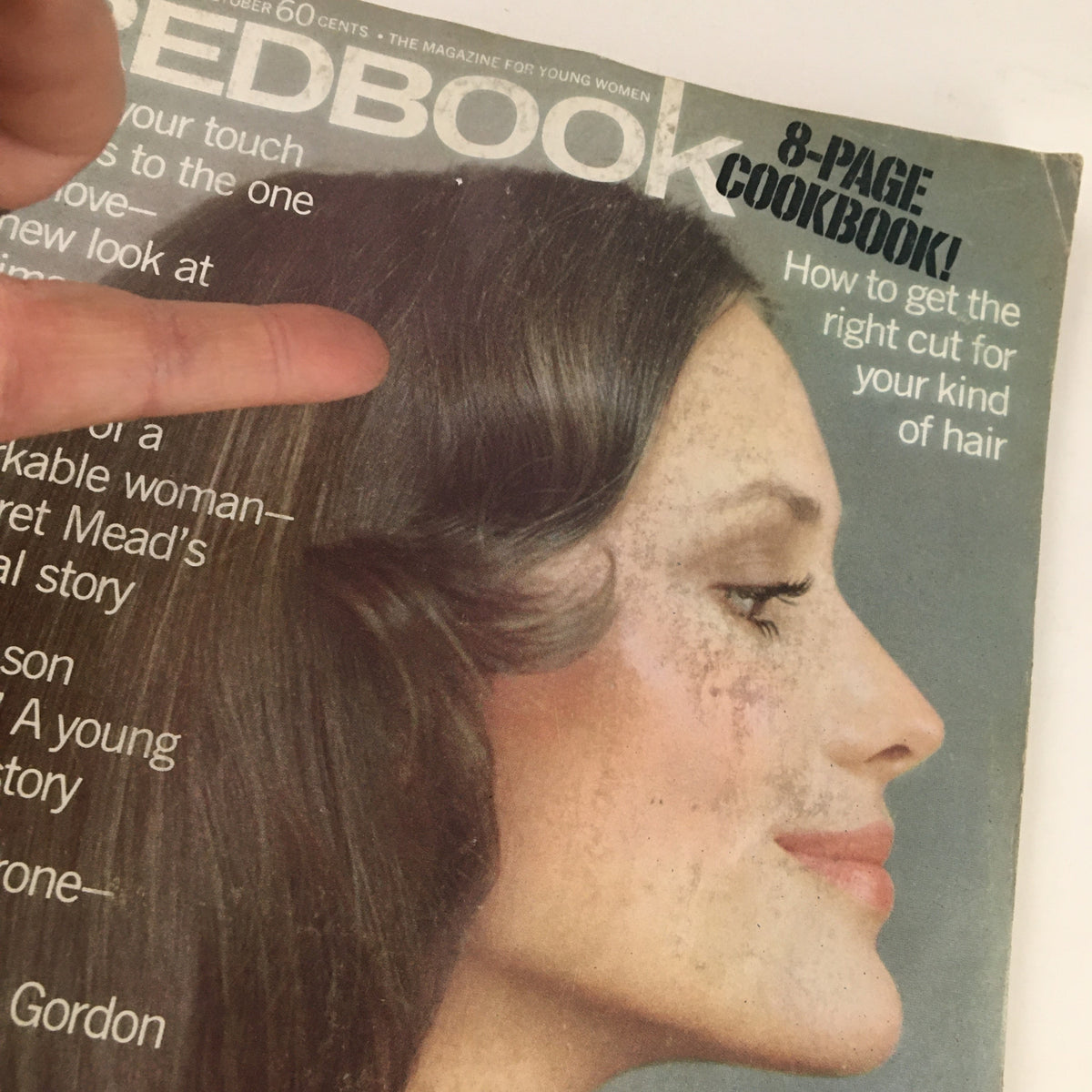 Close-up of the Redbook Magazine October 1972 cover, highlighting the article 'Candid Memoirs of Margaret Mead's Personal Story' with a woman's profile.