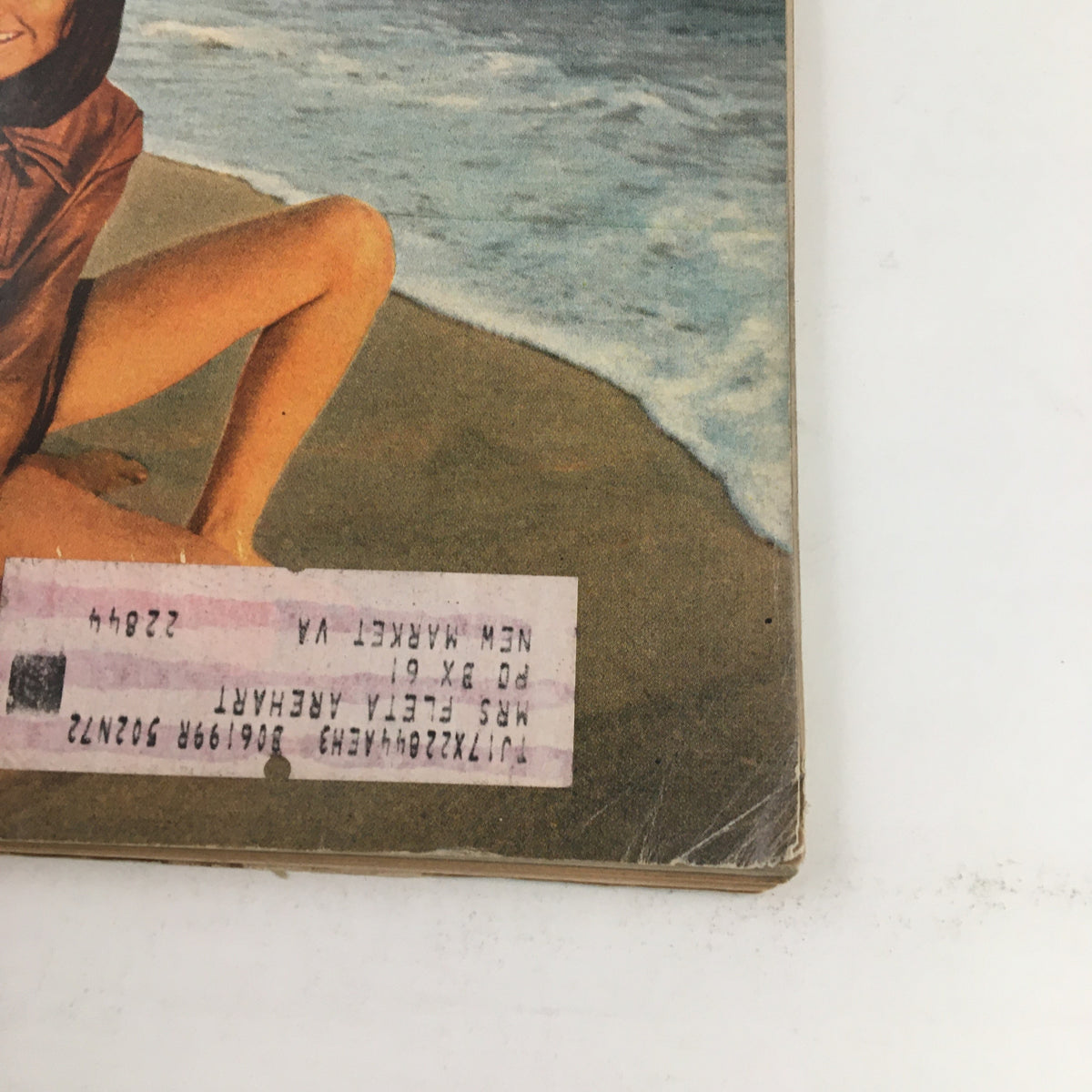 Detailed image of Marianne Nestor featured on the cover of the Redbook Magazine June 1969, captured by William Cadge, with beach background.