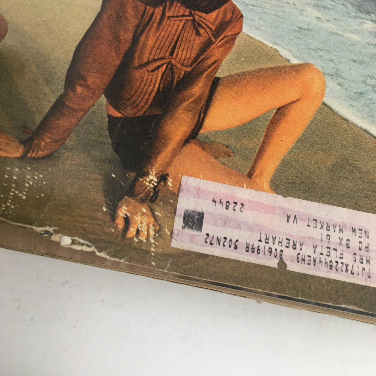 Another angle of the Redbook Magazine June 1969 cover showing Marianne Nestor's photograph by William Cadge, emphasizing her pose by the water.