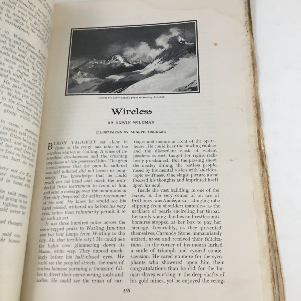 The Redbook Magazine January 1908 featuring an article titled 'Wireless' by Edwin Wildman, with an illustration, showcasing vintage literature from early 20th-century America.