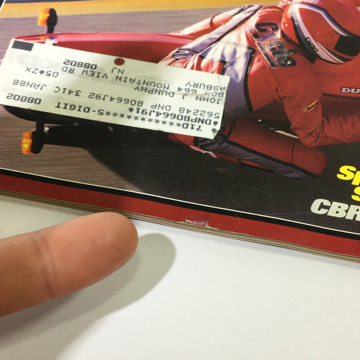 Detailed view of the VTG Cycle Magazine May 1987 cover with a focus on the Ducati 750 Paso and the price label.