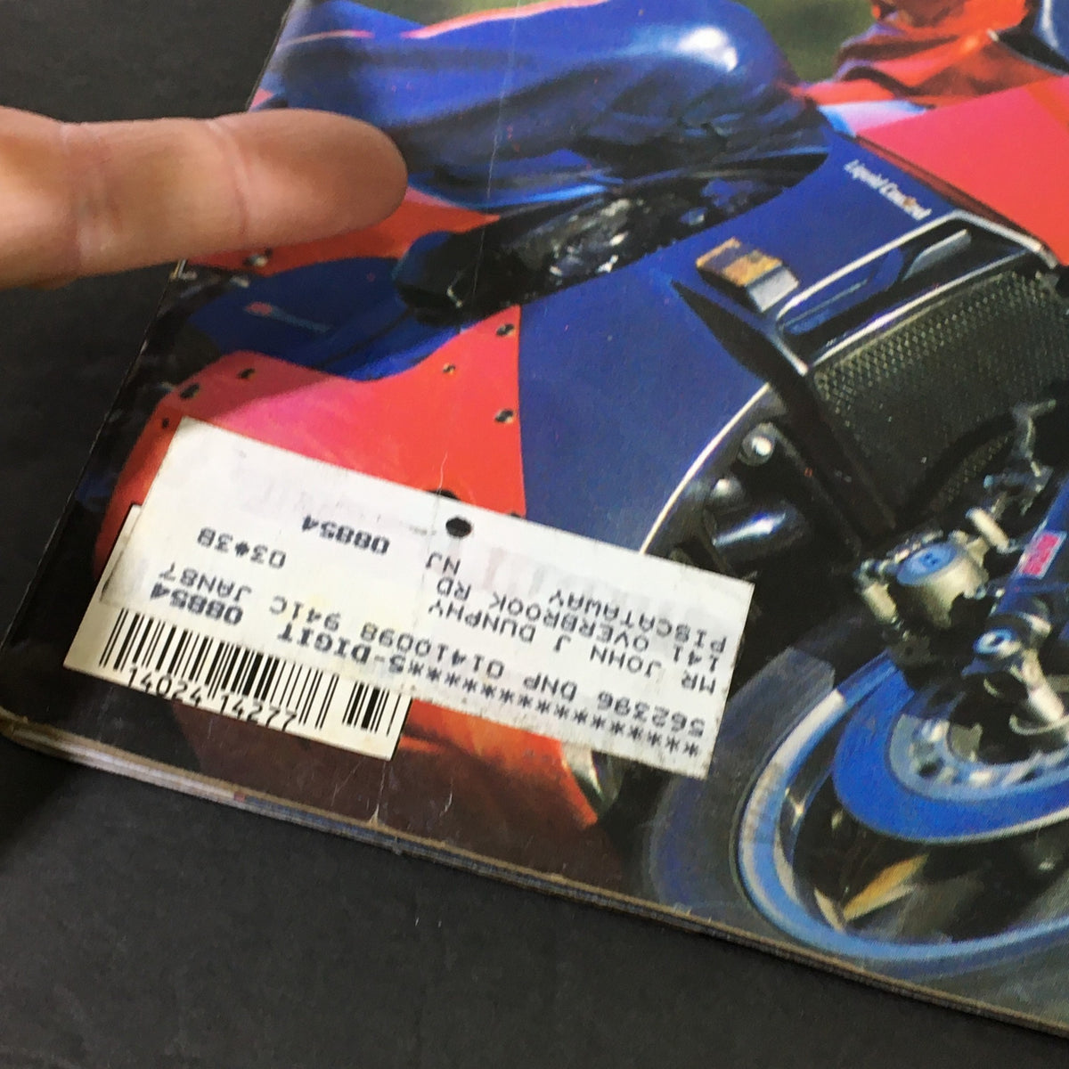Close-up view of the cover of Vintage Cycle Magazine March 1984, focusing on the Kawasaki 900 Ninja, with an address label visible.