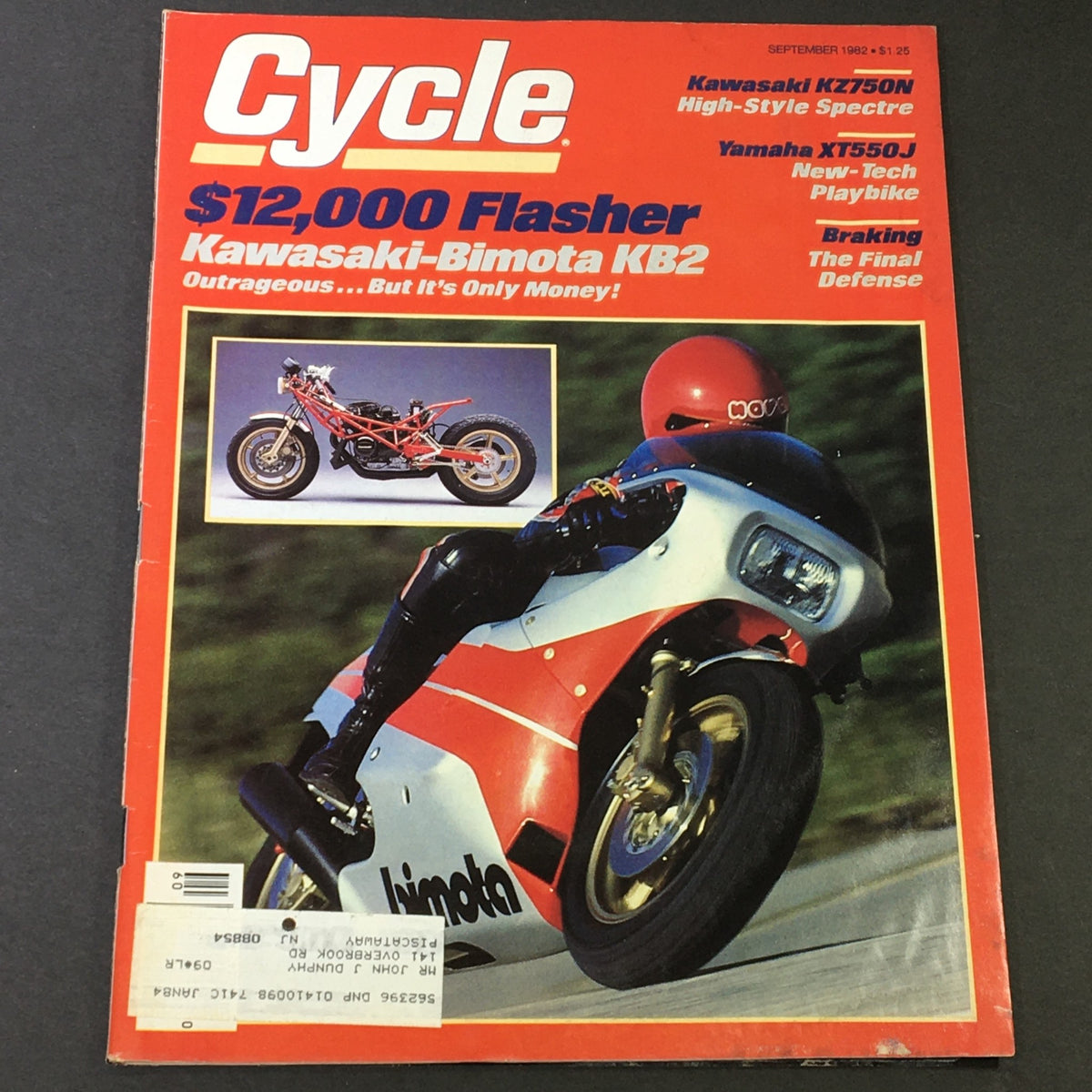Cover of VTG Cycle Magazine September 1982 featuring the Kawasaki-Bimota KB2 motorcycle and the Kawasaki KZ750N, highlighting motorcycle culture and design of the early '80s.