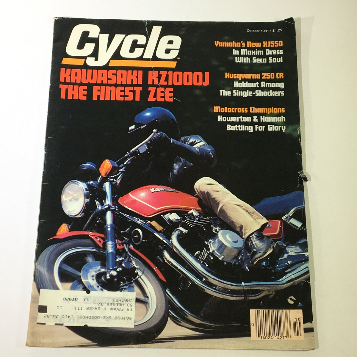 October 1981 issue of Vintage Cycle Magazine featuring the Kawasaki KZ1000J and Yamaha XJ550 on the cover, showcasing motorcycle culture in the 1980s.