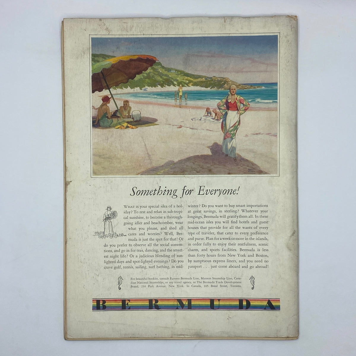 Bermuda advertisement from The New Yorker Complete Magazine December 17, 1932, highlighting vacation options and leisure activities.