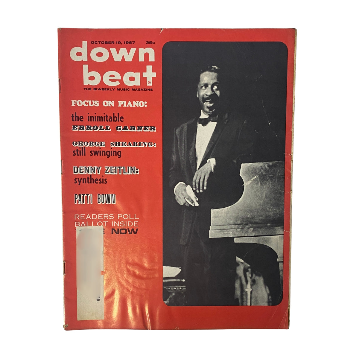 Cover of Down Beat Magazine October 19, 1967 featuring pianist Erroll Garner and the headline highlighting George Shearing as well as articles on Denny Zeitlin and Patti Bown.