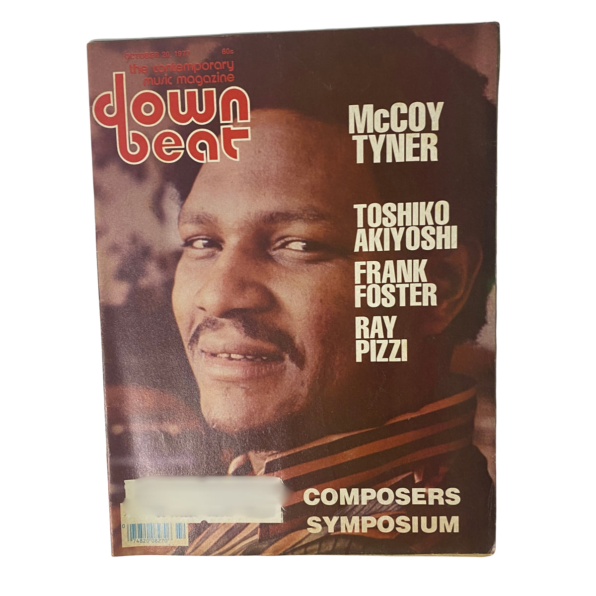 Cover of Down Beat Magazine from October 20, 1977 featuring McCoy Tyner, Toshiko Akiyoshi, Frank Foster, and Ray Pizzi, highlighting the Composers' Symposium.