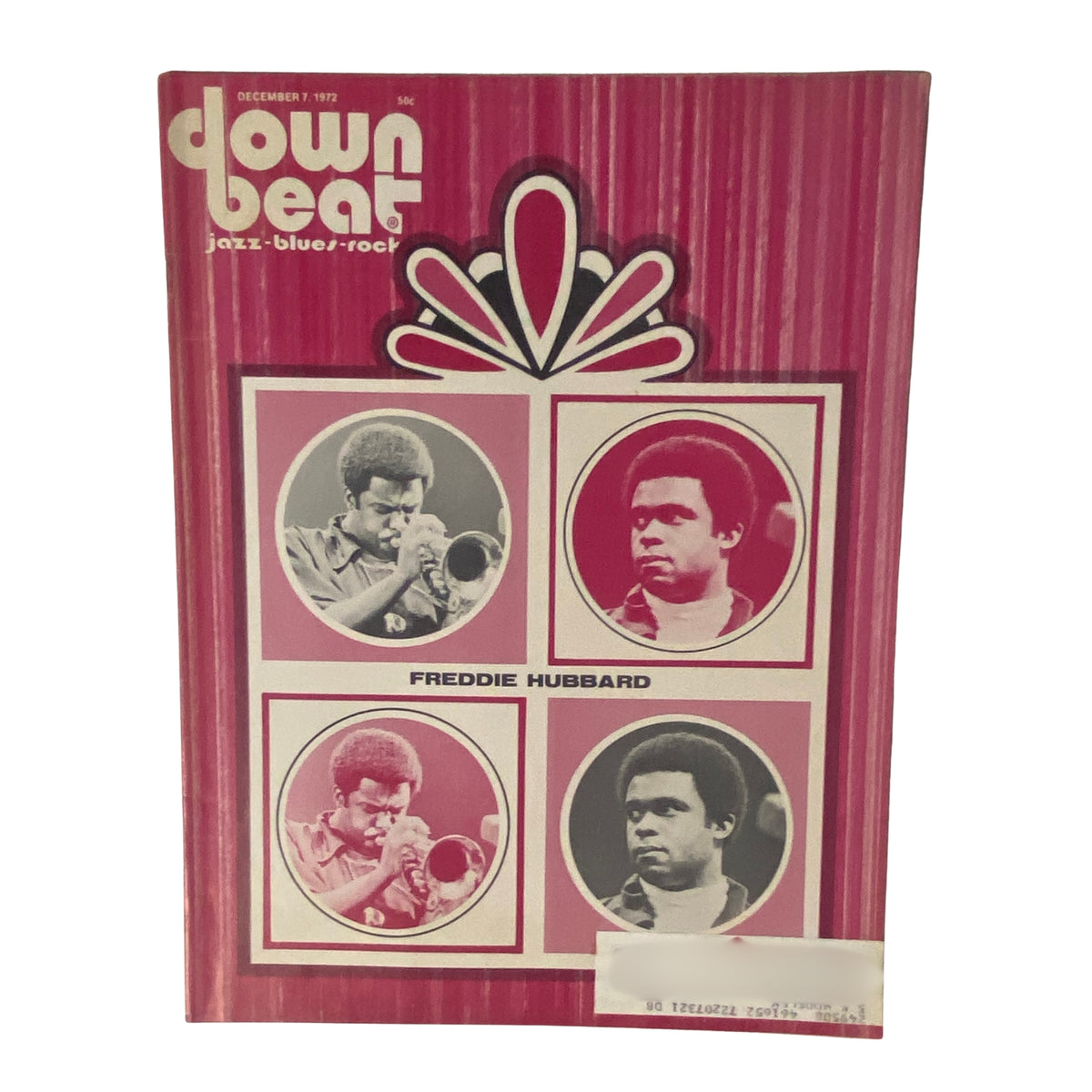 Cover of Down Beat Magazine, December 7, 1972, featuring Freddie Hubbard with images and highlights from jazz culture.