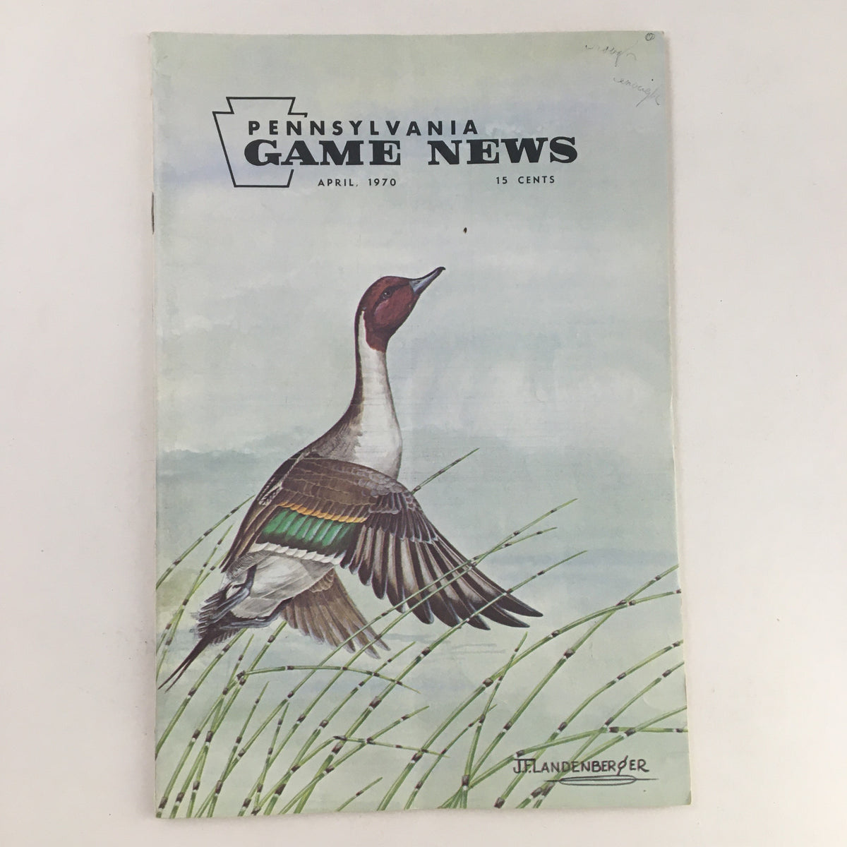 Cover of Pennsylvania Game News April 1970 featuring a colorful illustration of a bird in flight, highlighting the iconic Flintlock Pennsylvania Pistol.