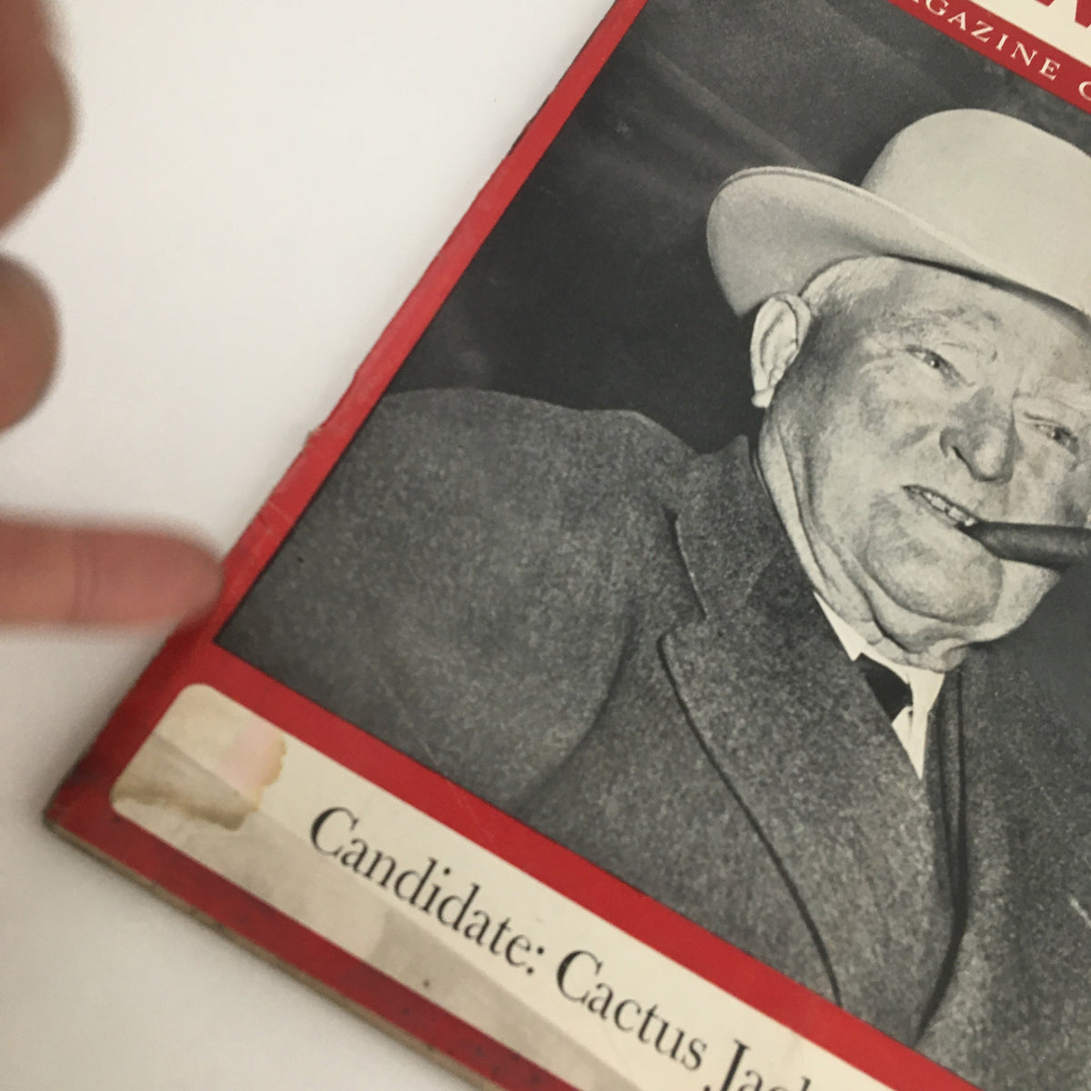 Close-up view of the Newsweek Magazine cover from November 27, 1939 displaying Cactus Jack Garner, emphasizing its vintage appeal and collector's item status.
