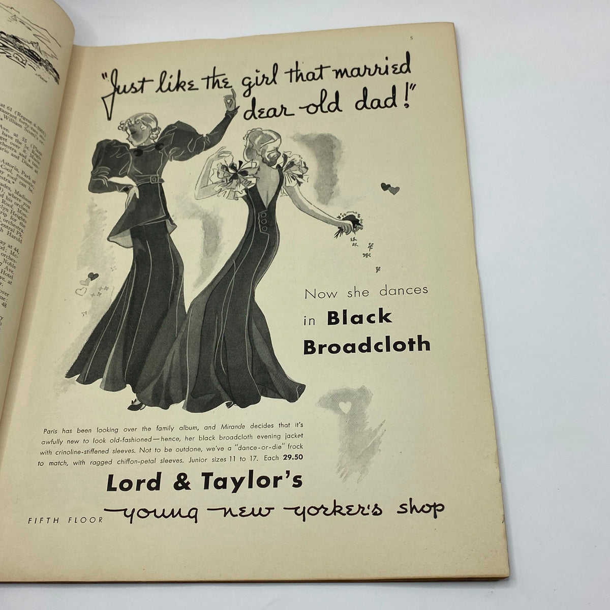 Advertisement page from The New Yorker magazine September 10, 1932 showcasing evening wear and Lord & Taylor's collection.
